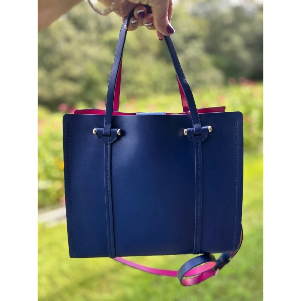 Kate Spade Arbour Hill Elodie Blue Pink Leather Satchel Crossbody Tote Bag